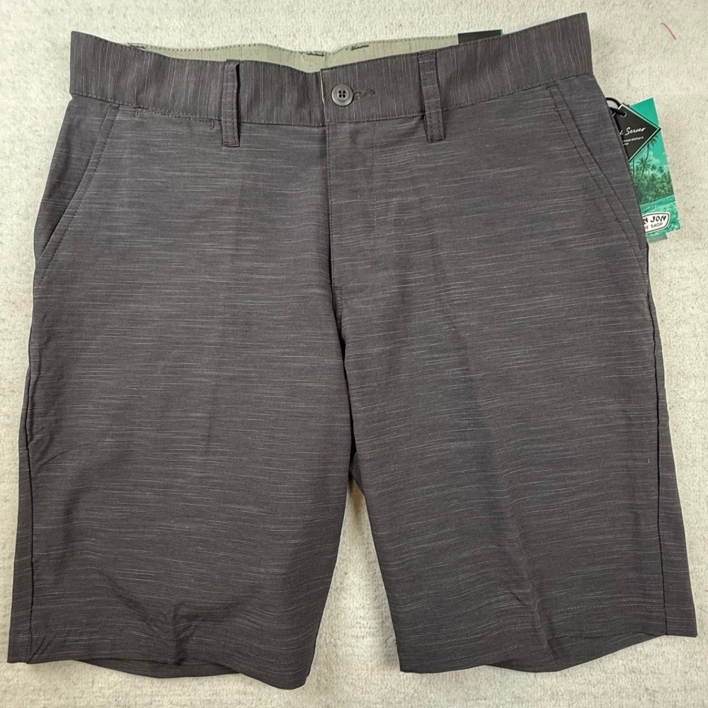 Ron Jon Surf Shop Mens 32 Hybrid Boardwalk Shorts Charcoal Gray Heather Stripe